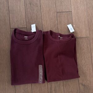 GAP and Old Navy Wine Waffle-Knit Long Sleeve Crew